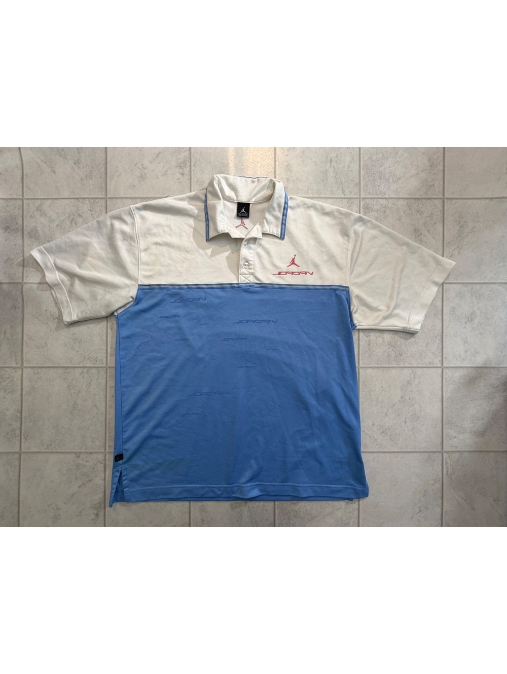 Jordan blue and white short sleeve polo shirt